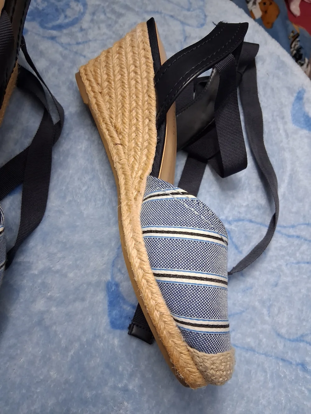 Tommy Hilfiger Blue Striped Espadrille Wedge Sandals